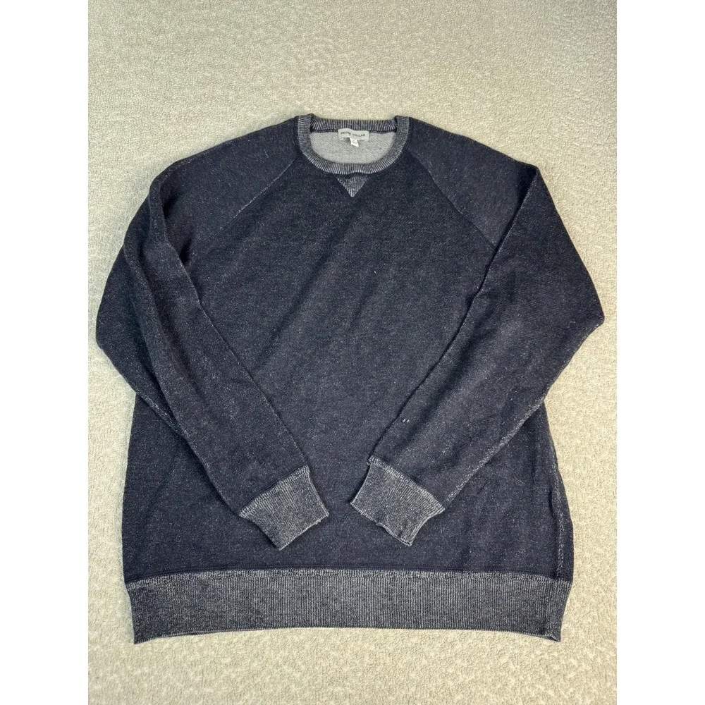 Peter Millar‎ Sweater Mens Medium Navy Blue Crewneck Merino Wool Knit Pullover